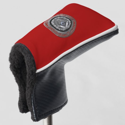 [400] Master Mason - Silver Square & Compasses Golf Headcover (3/4 Vorderseite)