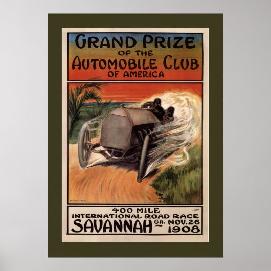 400 Mile International Road Race Savannah GA 1908 Poster (Vorne)