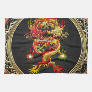 [400] Rote und Gelbe Drachen Geschirrtuch