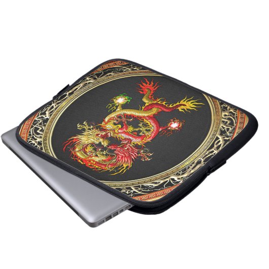 [400] Rote und Gelbe Drachen Laptopschutzhülle (Vorne Knopf)