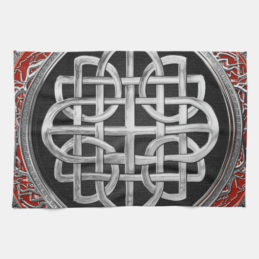 [400] Sacred Celtic Silver Knot Cross Geschirrtuch (Horizontal)