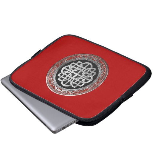 [400] Sacred Celtic Silver Knot Cross Laptopschutzhülle (Vorne Knopf)