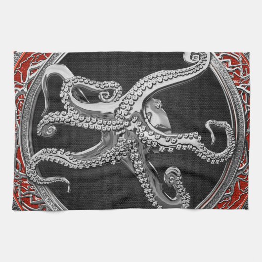 [400] Sacred Silver Octopus in Defensive Posture Geschirrtuch (Horizontal)