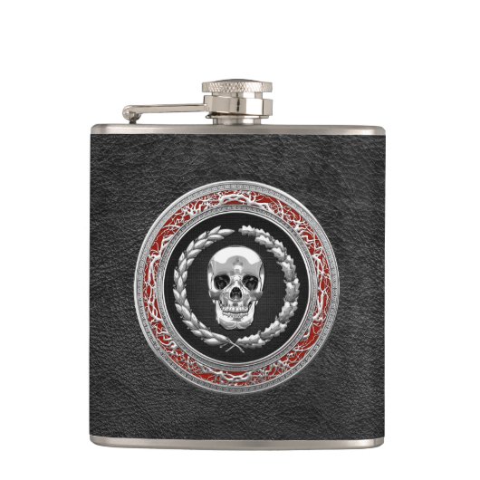 [400] Silberner Totenkopf Flachmann (Vorderseite)
