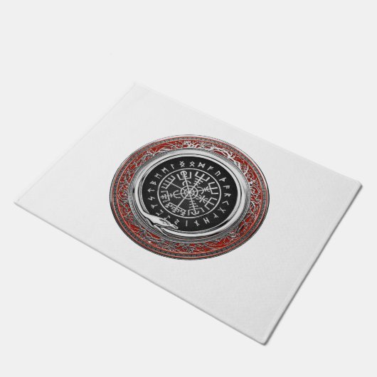[400] Vegvisir - Viking Silver Magic Runic Compass Fußmatte (Schrägansicht)