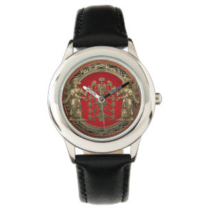 [400] Zwei goldene Ninurtas mit Baum des Lebens Armbanduhr