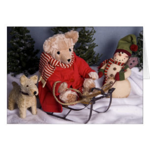 4019 Sledding Teddybär-u. Freund-Geburtstags-Kart
