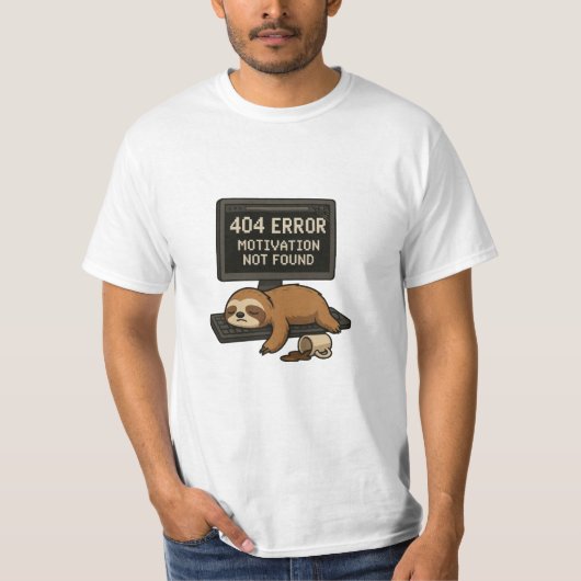 404 Error Sloth Funny T-Shirt (Vorderseite)