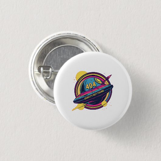 404 Gravity not found - Retro Space Pop Art Button (Vorne & Hinten)