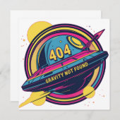 404 Gravity not found - Retro Space Pop Art Einladung (Vorne/Hinten)