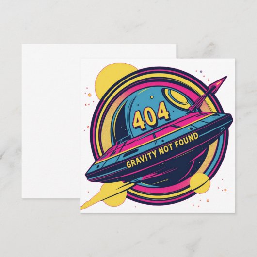 404 Gravity not found - Retro Space Pop Art Einladung (Vorne/Hinten)