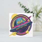 404 Gravity not found - Retro Space Pop Art Einladung (Stehend Vorderseite)