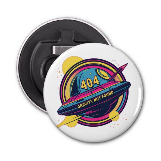 404 Gravity not found - Retro Space Pop Art Flaschenöffner (Vorderseite)