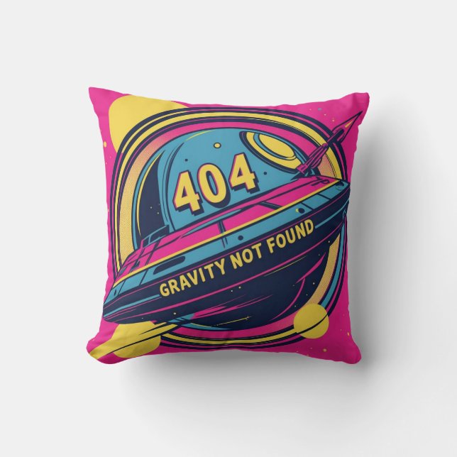 404 Gravity not found - Retro Space Pop Art Kissen (Vorderseite)