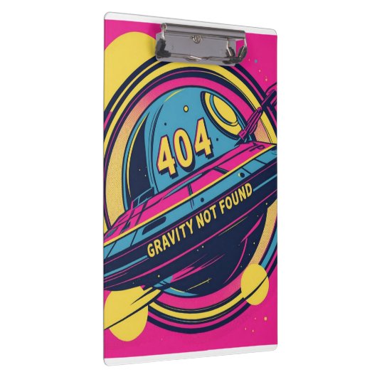 404 Gravity not found - Retro Space Pop Art Klemmbrett (Rechts)