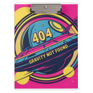 404 Gravity not found - Retro Space Pop Art Klemmbrett