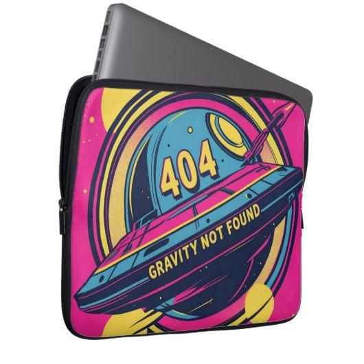 404 Gravity not found - Retro Space Pop Art Laptopschutzhülle (Vorne Rechts)