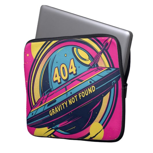 404 Gravity not found - Retro Space Pop Art Laptopschutzhülle (Vorderseite Links)