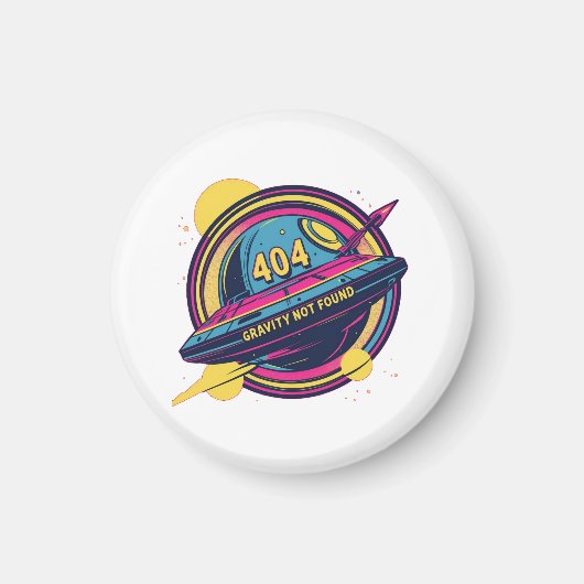 404 Gravity not found - Retro Space Pop Art Magnet (Vorne)