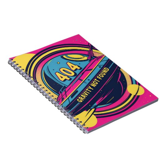 404 Gravity not found - Retro Space Pop Art Notizblock (Rechte Seite)