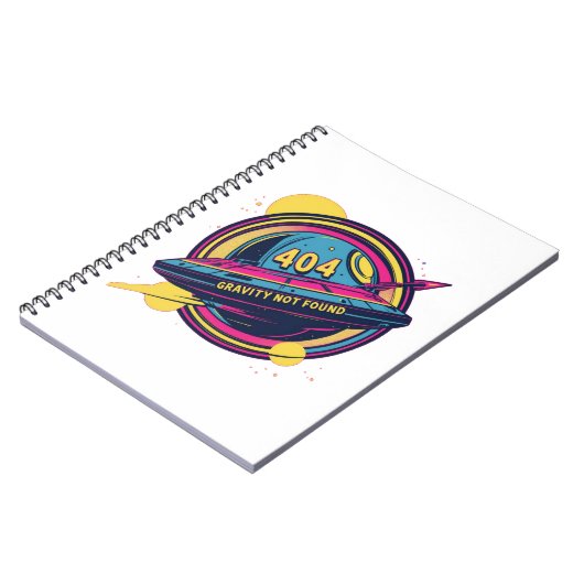 404 Gravity not found - Retro Space Pop Art Notizblock (Linke Seite)