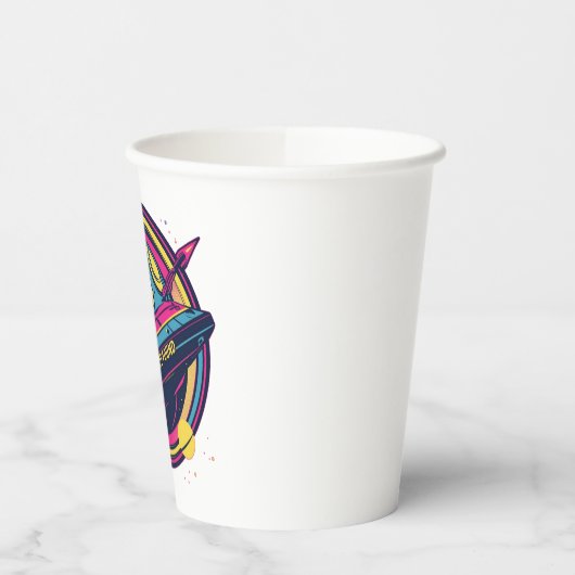 404 Gravity not found - Retro Space Pop Art Pappbecher (Links)