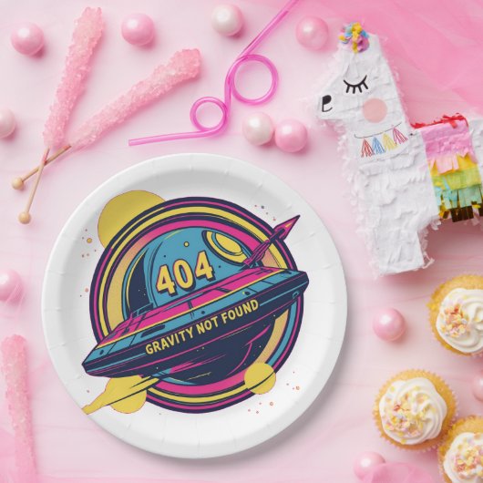 404 Gravity not found - Retro Space Pop Art Pappteller (Party)