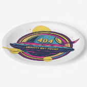 404 Gravity not found - Retro Space Pop Art Pappteller (Schrägansicht)