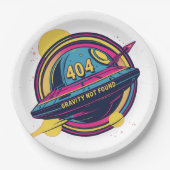 404 Gravity not found - Retro Space Pop Art Pappteller (Vorderseite)