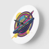 404 Gravity not found - Retro Space Pop Art Runde Wanduhr (Winkel)