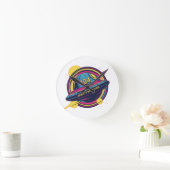 404 Gravity not found - Retro Space Pop Art Runde Wanduhr (Zuhause)