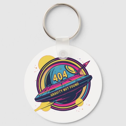 404 Gravity not found - Retro Space Pop Art Schlüsselanhänger (Vorderseite)