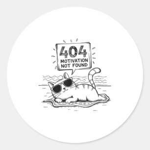 404 Motivation nicht gefunden Lustige faule Katze Runder Aufkleber