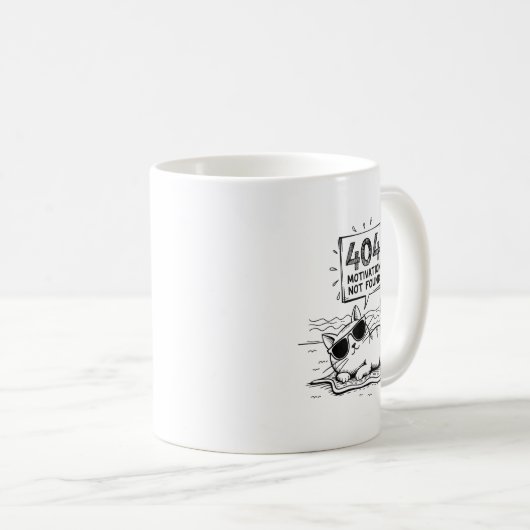 404 Motivation Not Found Funny Lazy Cat Humor Cat Kaffeetasse (VorderseiteRechts)