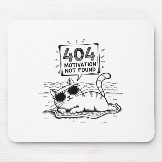 404 Motivation Not Found Funny Lazy Cat Humor Cat  Mousepad (Vorne)