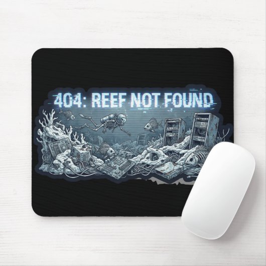 404 Reef Not Found – Underwater Tech Graveyard Mousepad (Mit Mouse)