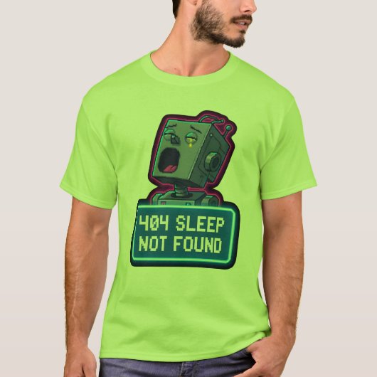 404 Schlaf nicht gefunden - Funny Tech Pixel Robot T-Shirt (Vorderseite)