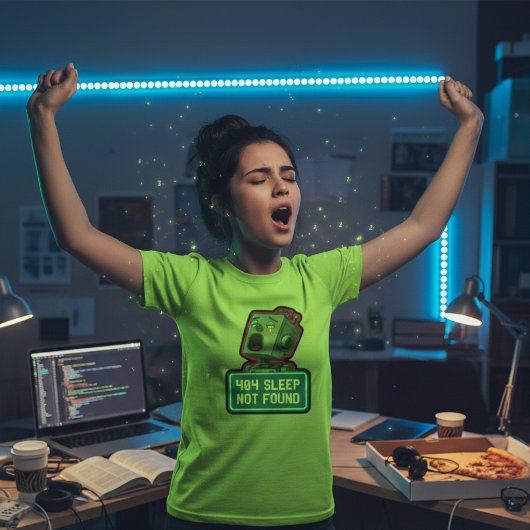 404 Schlaf nicht gefunden - Funny Tech Pixel Robot T-Shirt