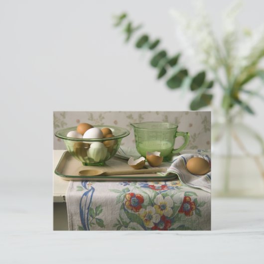 4073 Eier & Milch Stillleben Postkarte (Stehend Vorderseite)