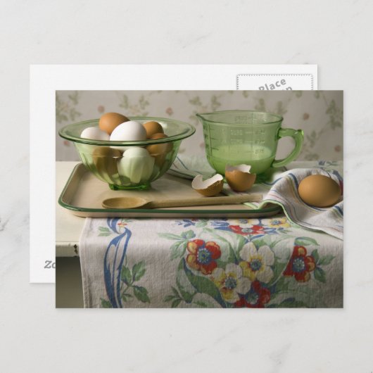 4073 Eier & Milch Stillleben Postkarte (Vorne/Hinten)