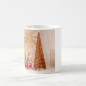 4092-Glitzer Bäume mit Hirsch und Schnee Kaffeetasse (Mittel)