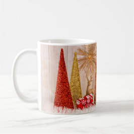 4092-Glitzer Bäume mit Hirsch und Schnee Kaffeetasse