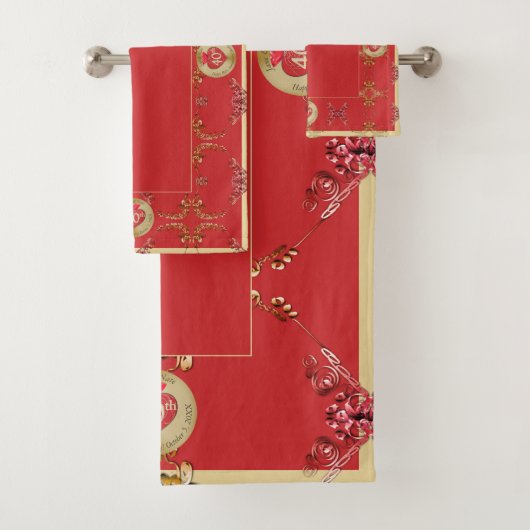 40./15. Hochzeitstag Badetuch Badhandtuch Set (Insitu)