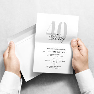 40 - 40. Geburtstag Party Schwarz & Weiß Chic Einladung