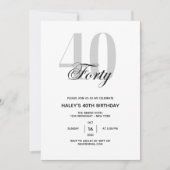 40 - 40. Geburtstag Party Schwarz & Weiß Chic Einladung (Vorderseite)