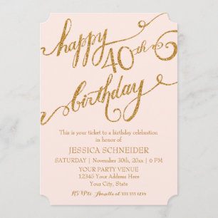 40., 40. Geburtstagsparty Ticket Celebration Einladung