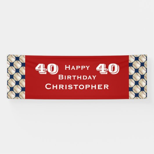 40., 45. Geburtstagsparty Baseball Red Blue Banner (Horizontal)