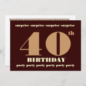 40. - 49. ÜBERRASCHUNG Geburtstags-Party Einladung (Vorne/Hinten)