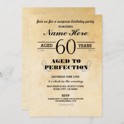 40. 50. 60. 70. ALTERSGRUPPE EINLADEN EINLADUNG (Vorne/Hinten)