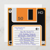 40.50,60 Jahre alte Retro-Floppy-Diskette Geburtst Einladung (Vorne/Hinten)